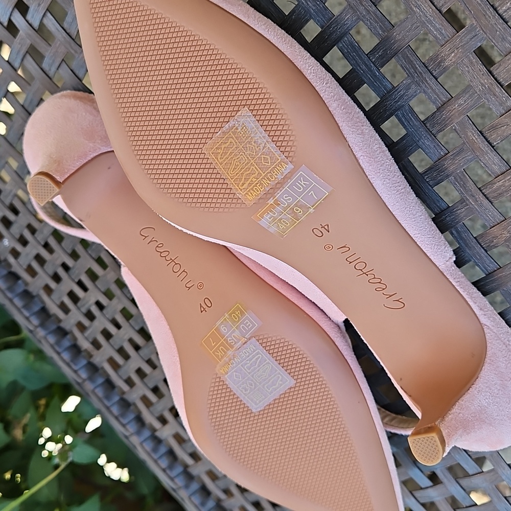 Pink Suede Slingback Heels Pumps Coquette Girly Feminine NWOT Size 9 - Picture 12 of 13
